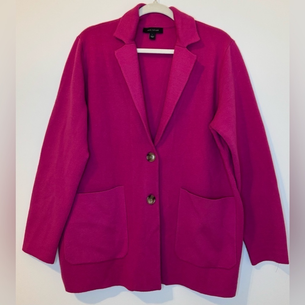 Ann Taylor Pink Button Front Blazer Size L